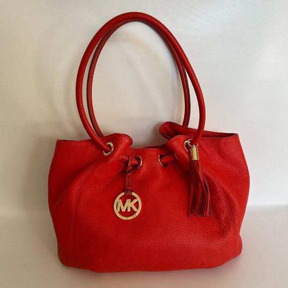 Michael Kors orange east west leather ring tote